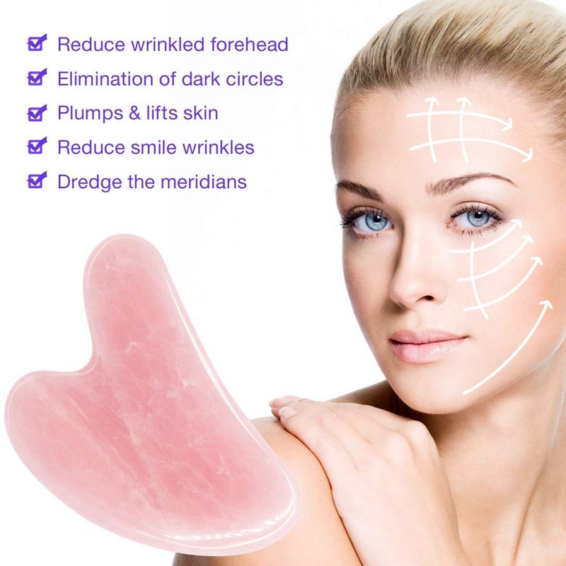 AOVIOANDY Gua Sha Massage Tool Rose Quartz Jade GuaSha Facial Tool, Gua-Sha Stone for Neck Body SPA Acupressure Scraping Massage Trigger Point Treatment - Image 5